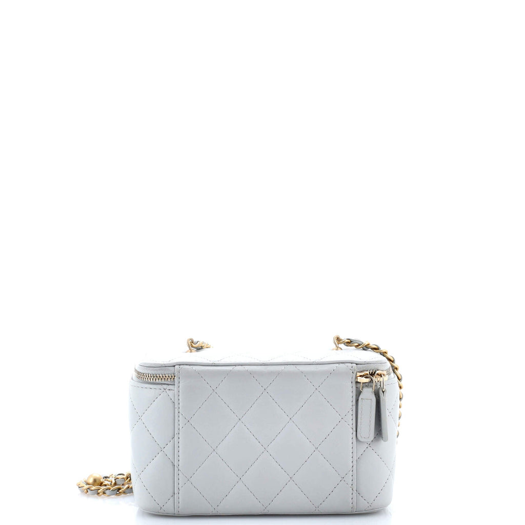 Pearl Crush Vanity Case with Chain Quilted Lambskin Small