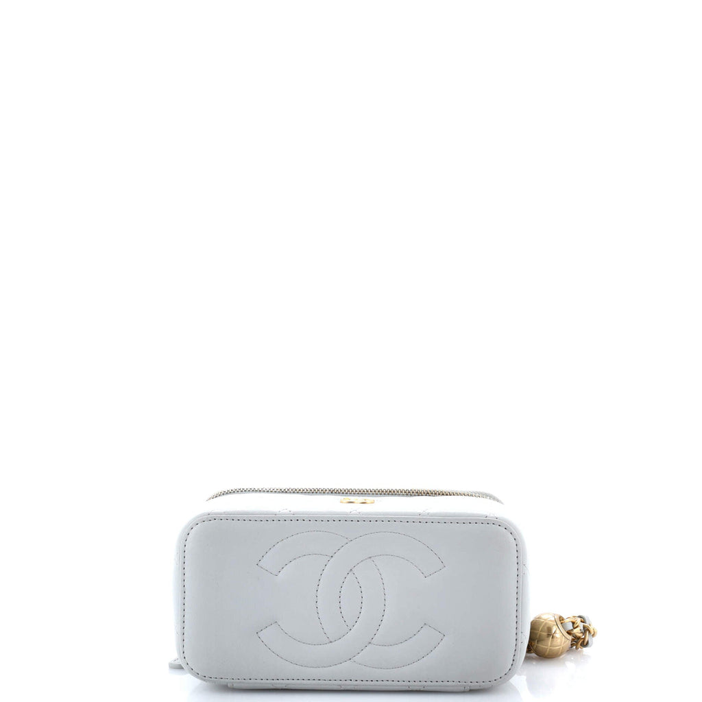 Pearl Crush Vanity Case with Chain Quilted Lambskin Small