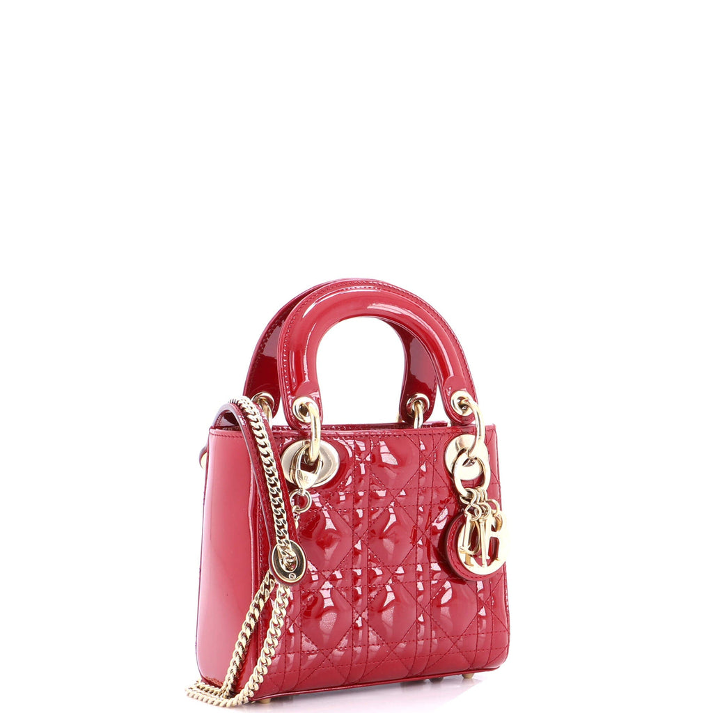 Lady Dior Chain Bag Cannage Quilt Patent Mini