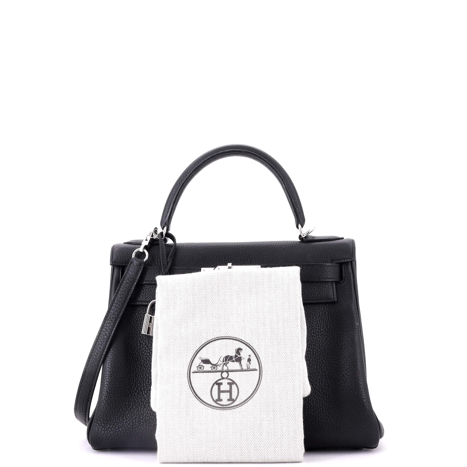 Kelly Handbag Noir Togo with Palladium Hardware 28
