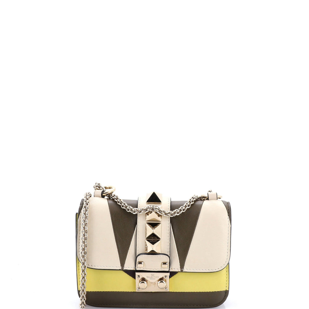 Glam Lock Shoulder Bag Geometric Color Block Leather Mini