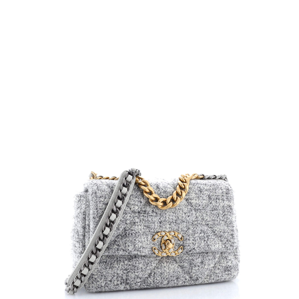 19 Flap Bag Quilted Tweed Medium