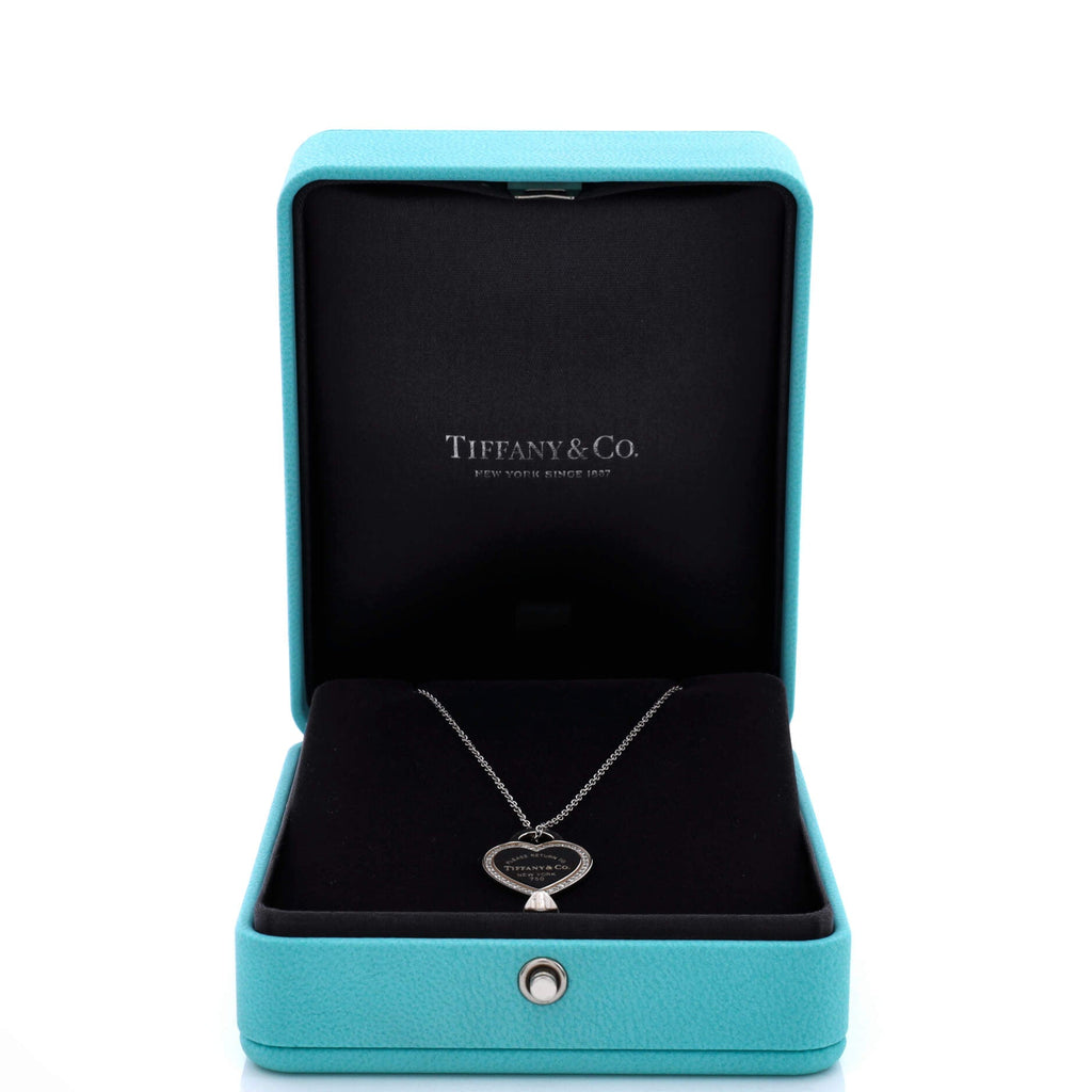 Return to Tiffany Heart Pendant Necklace 18K White Gold with Diamonds