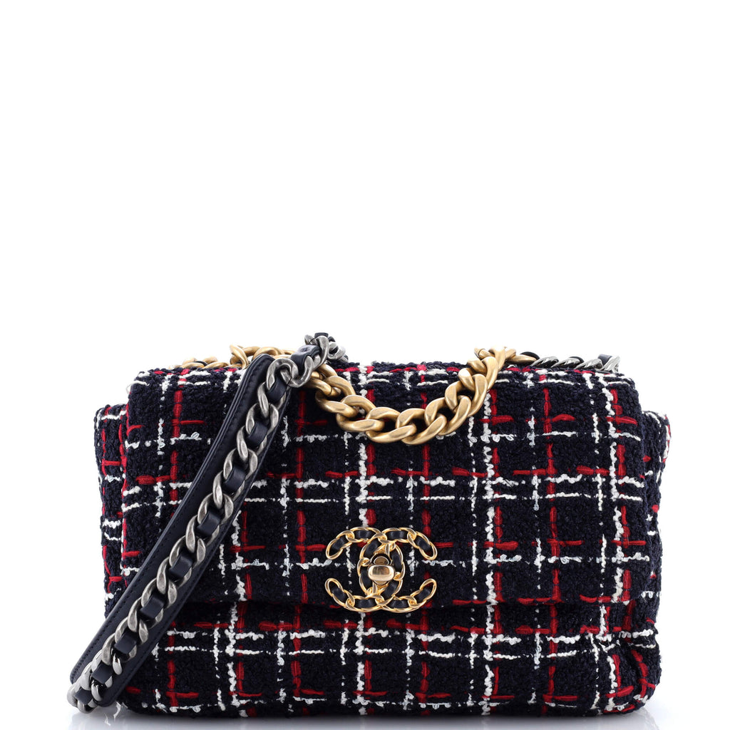 19 Flap Bag Quilted Tweed Medium