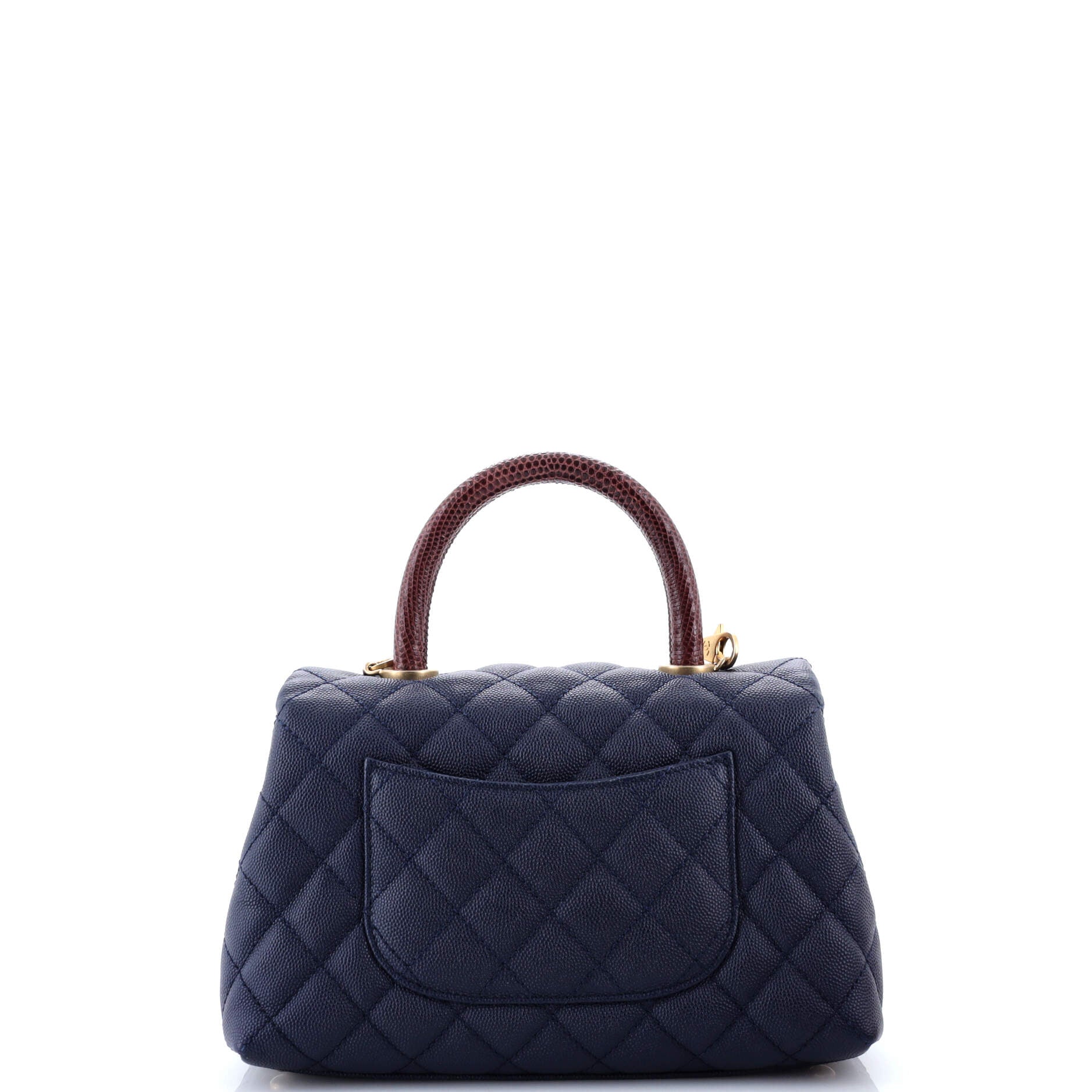 Coco Top Handle Bag Quilted Caviar with Lizard Mini