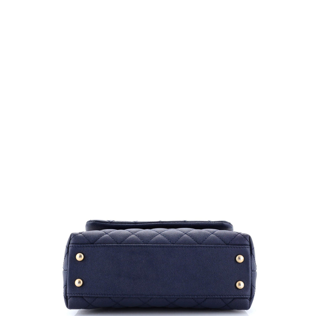 Coco Top Handle Bag Quilted Caviar with Lizard Mini