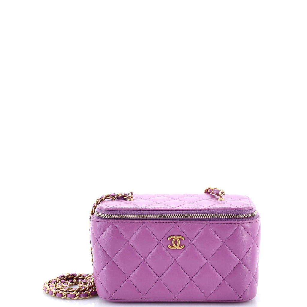 Pearl Crush Vanity Case with Chain Quilted Lambskin Small