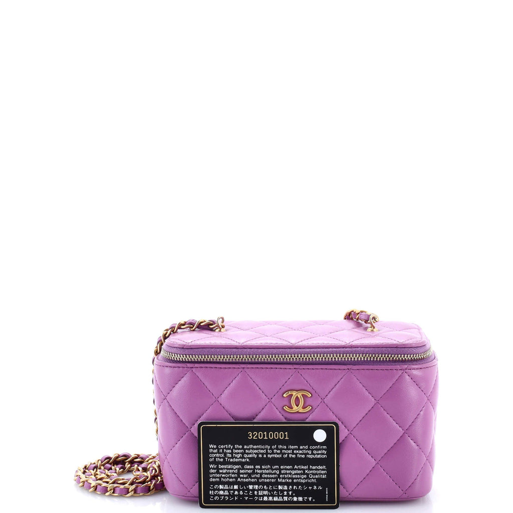 Pearl Crush Vanity Case with Chain Quilted Lambskin Small