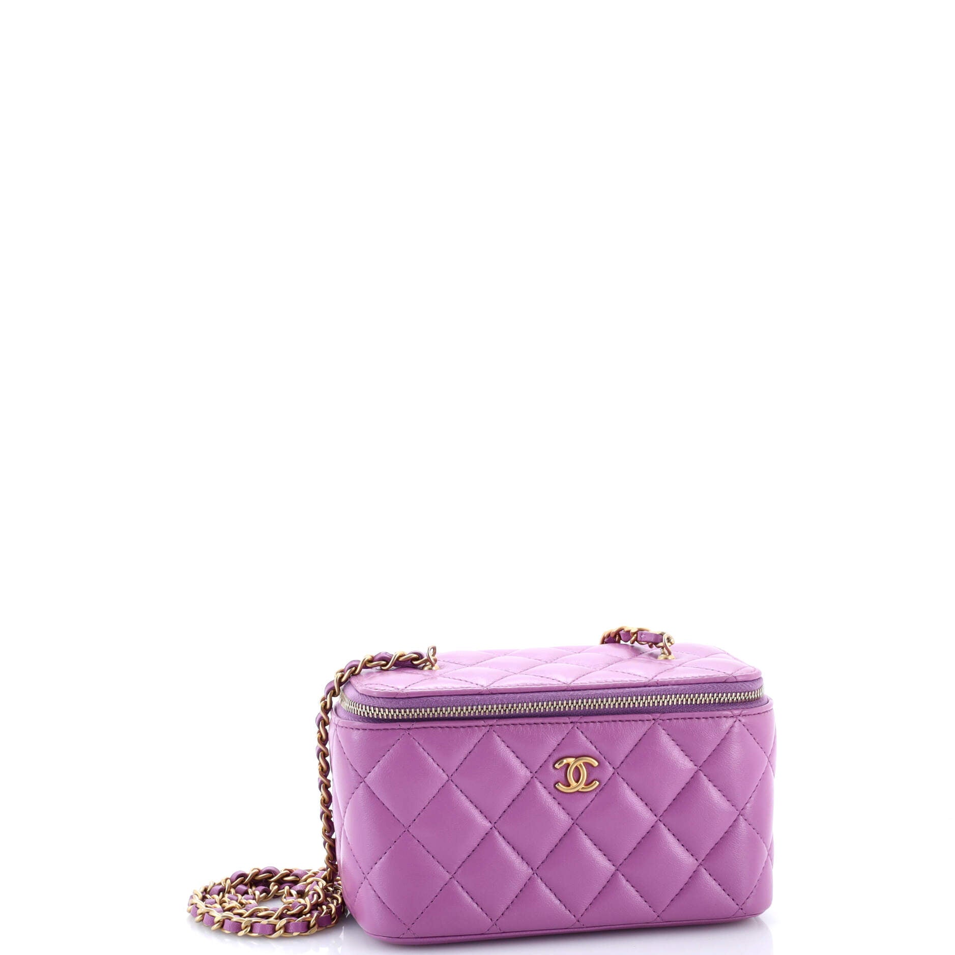 Pearl Crush Vanity Case with Chain Quilted Lambskin Small