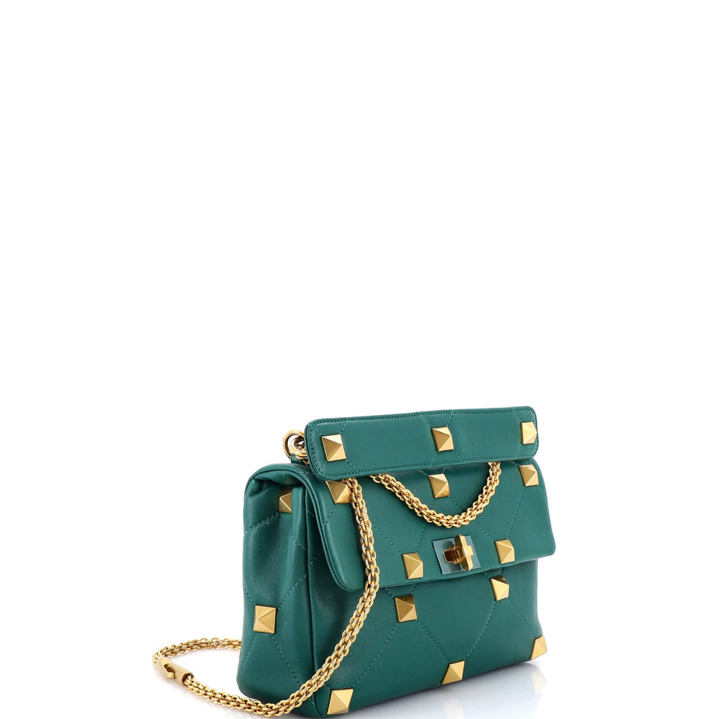 Roman Stud Flap Bag Quilted Leather Large