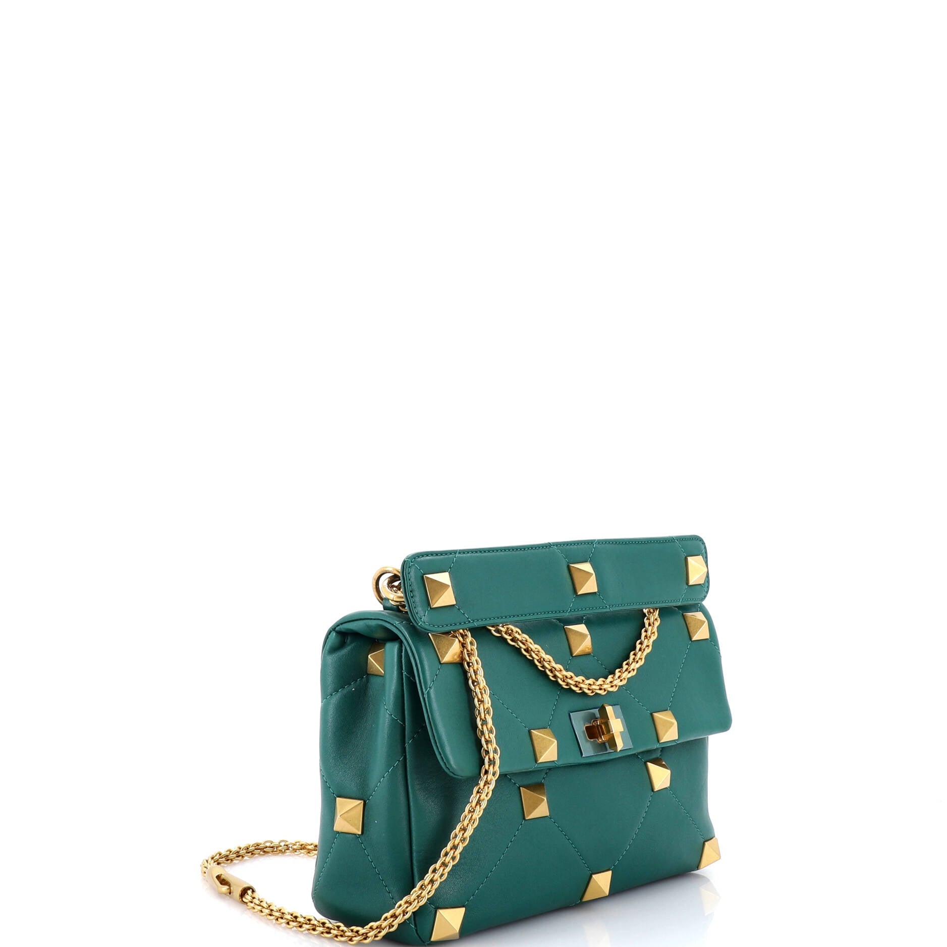Roman Stud Flap Bag Quilted Leather Large