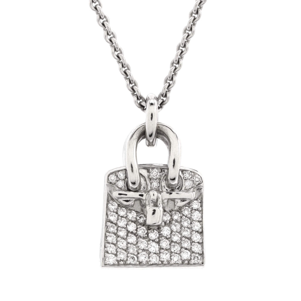 Birkin Amulette Pendant Necklace 18K White Gold and Diamonds