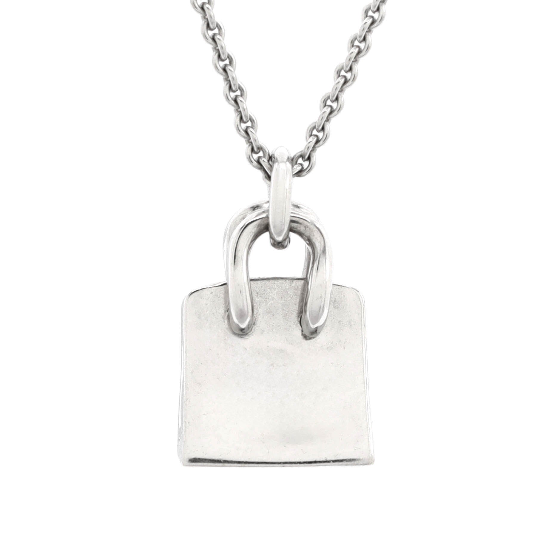 Birkin Amulette Pendant Necklace 18K White Gold and Diamonds