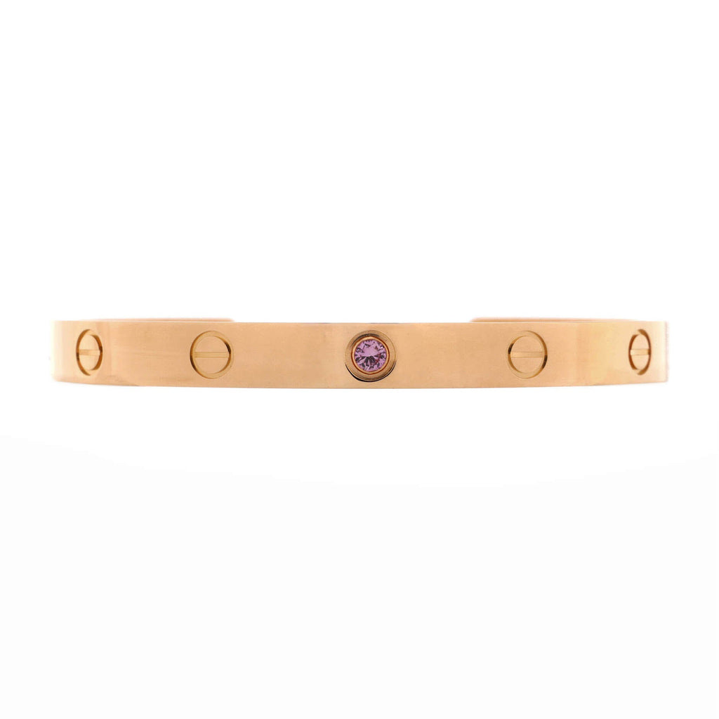Love Cuff Bracelet 18K Rose Gold with Pink Sapphire