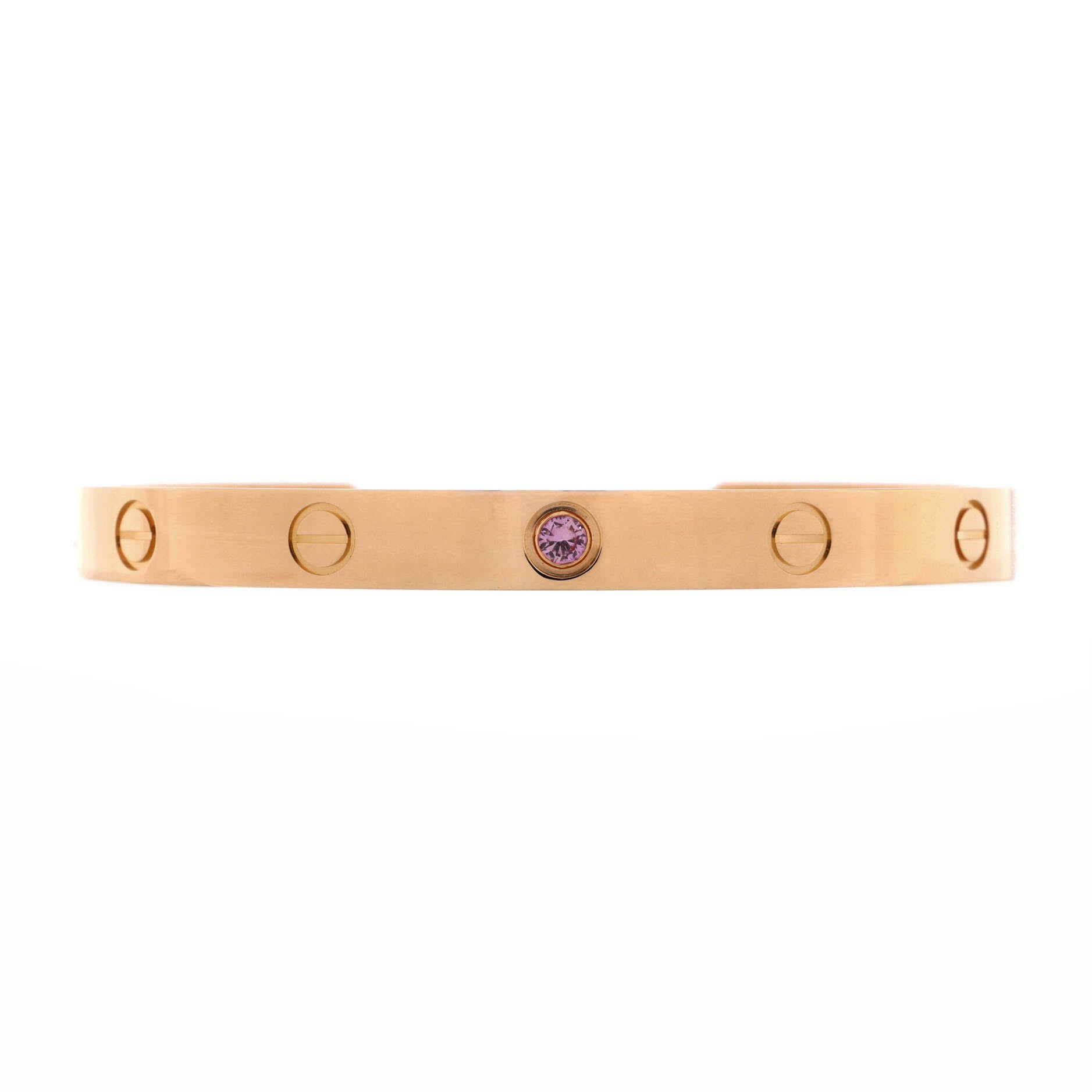 Love Cuff Bracelet 18K Rose Gold with Pink Sapphire