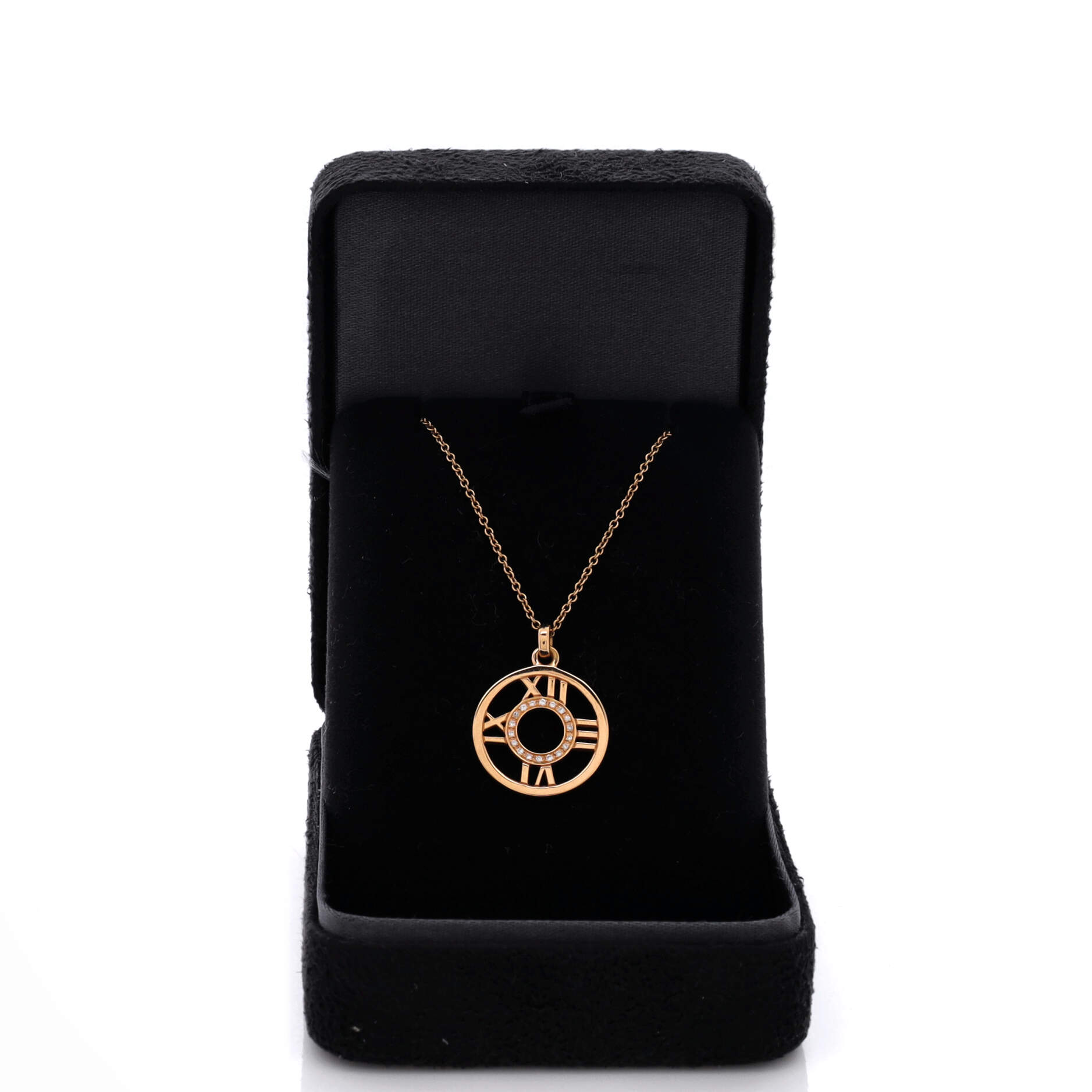 Atlas Open Medallion Pendant Necklace 18K Rose Gold with Diamonds Small