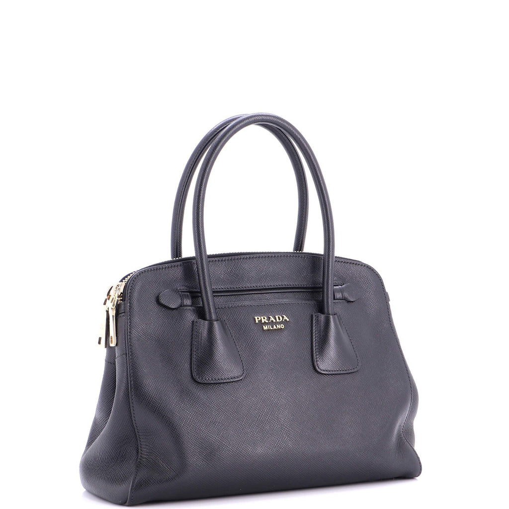 Cuir Frame Double Zip Tote Saffiano Leather Large