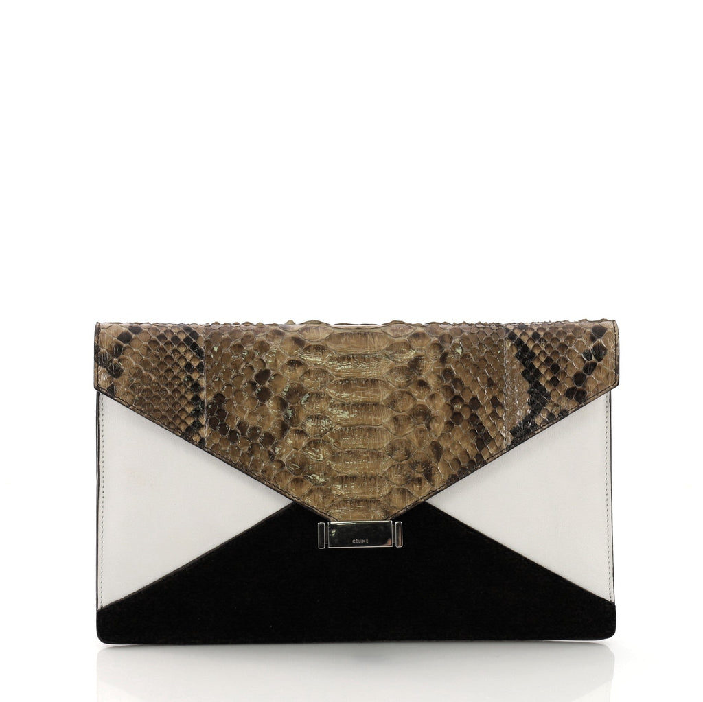 Diamond Clutch Leather with Python and Suede