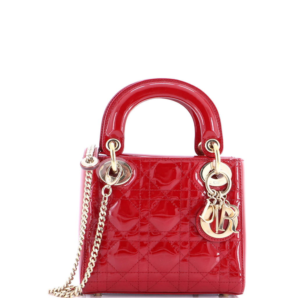 Lady Dior Chain Bag Cannage Quilt Patent Mini
