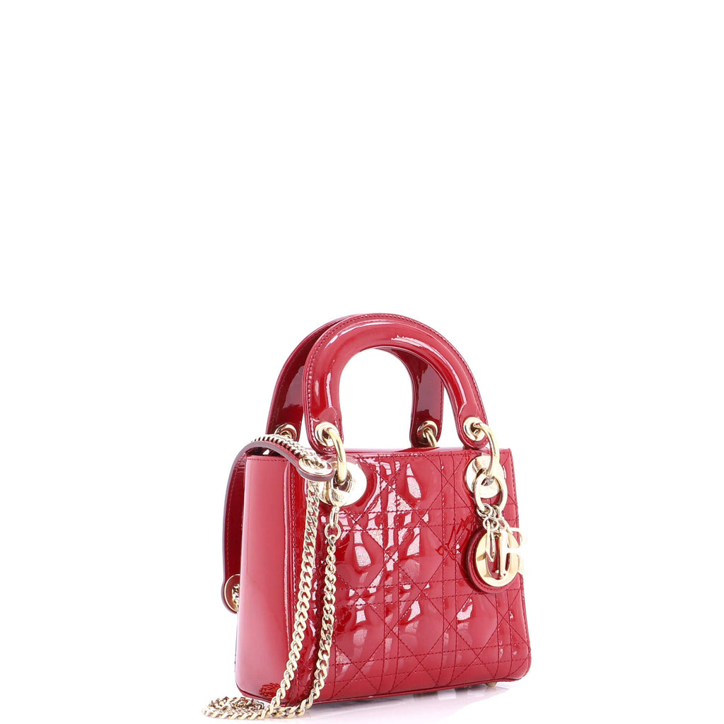 Lady Dior Chain Bag Cannage Quilt Patent Mini