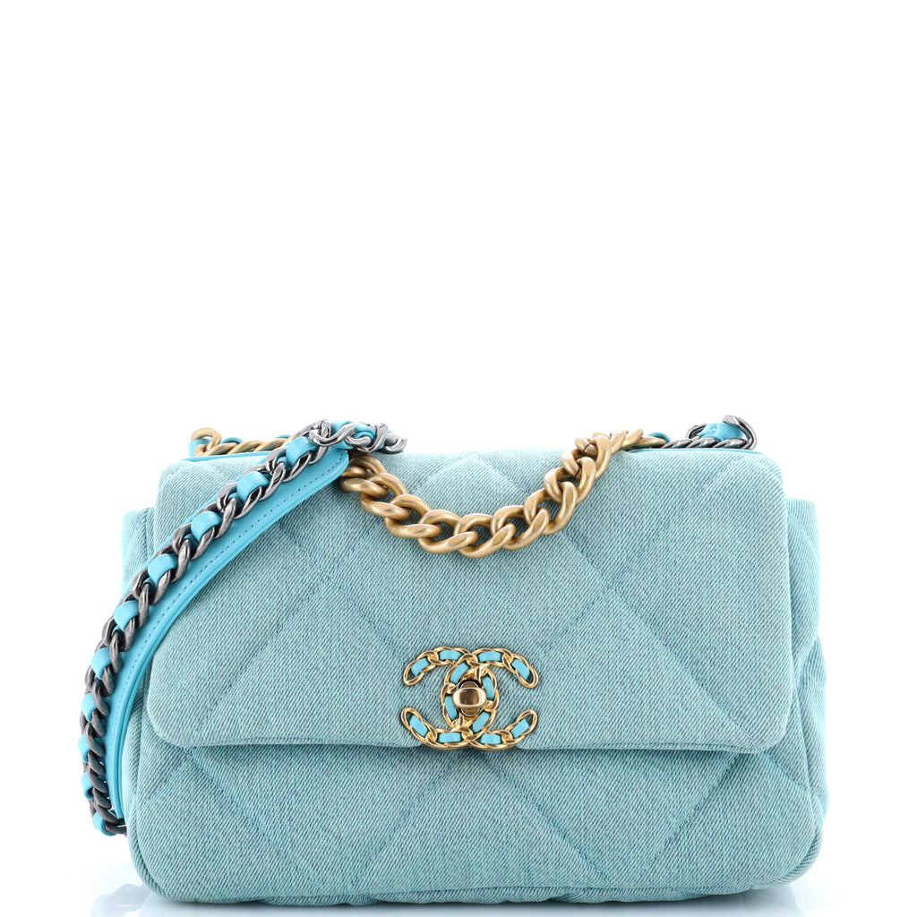 19 Flap Bag Quilted Denim Medium