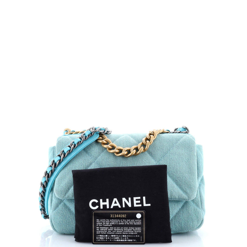 19 Flap Bag Quilted Denim Medium