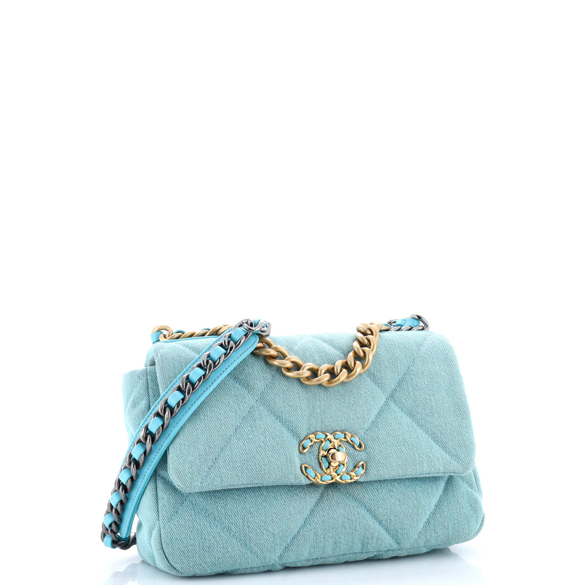 19 Flap Bag Quilted Denim Medium