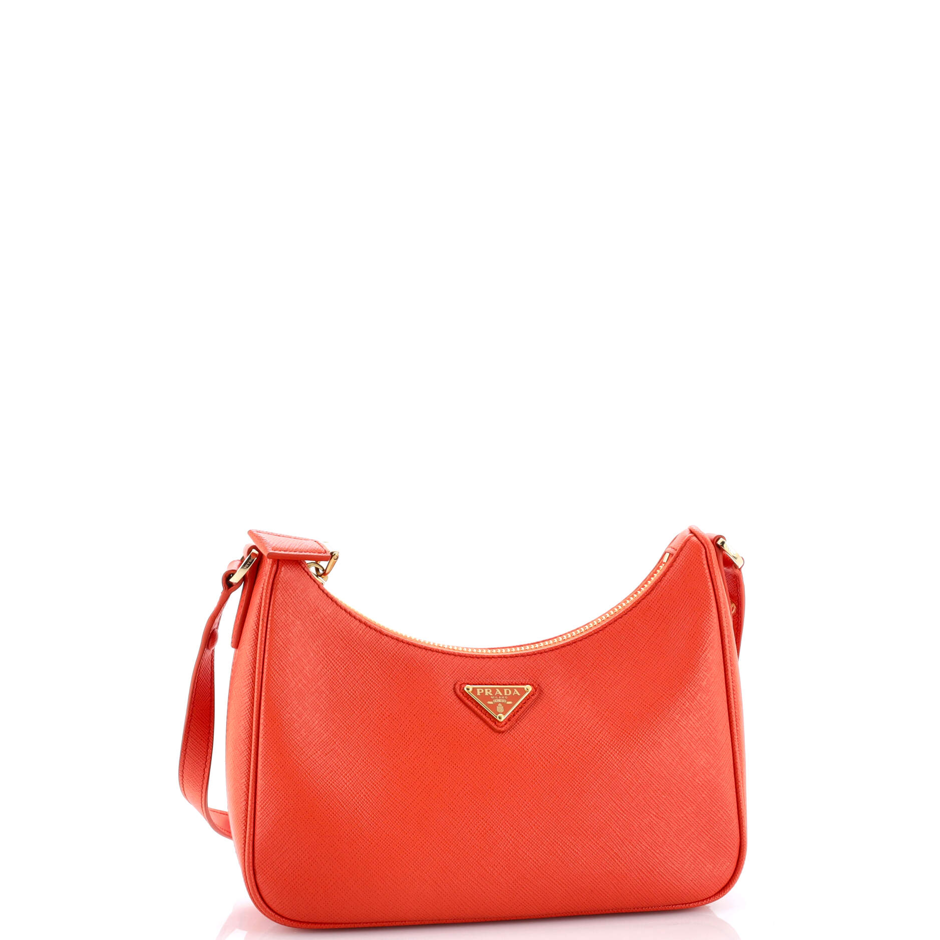 Adjustable Handle Zip Hobo Saffiano Leather Mini