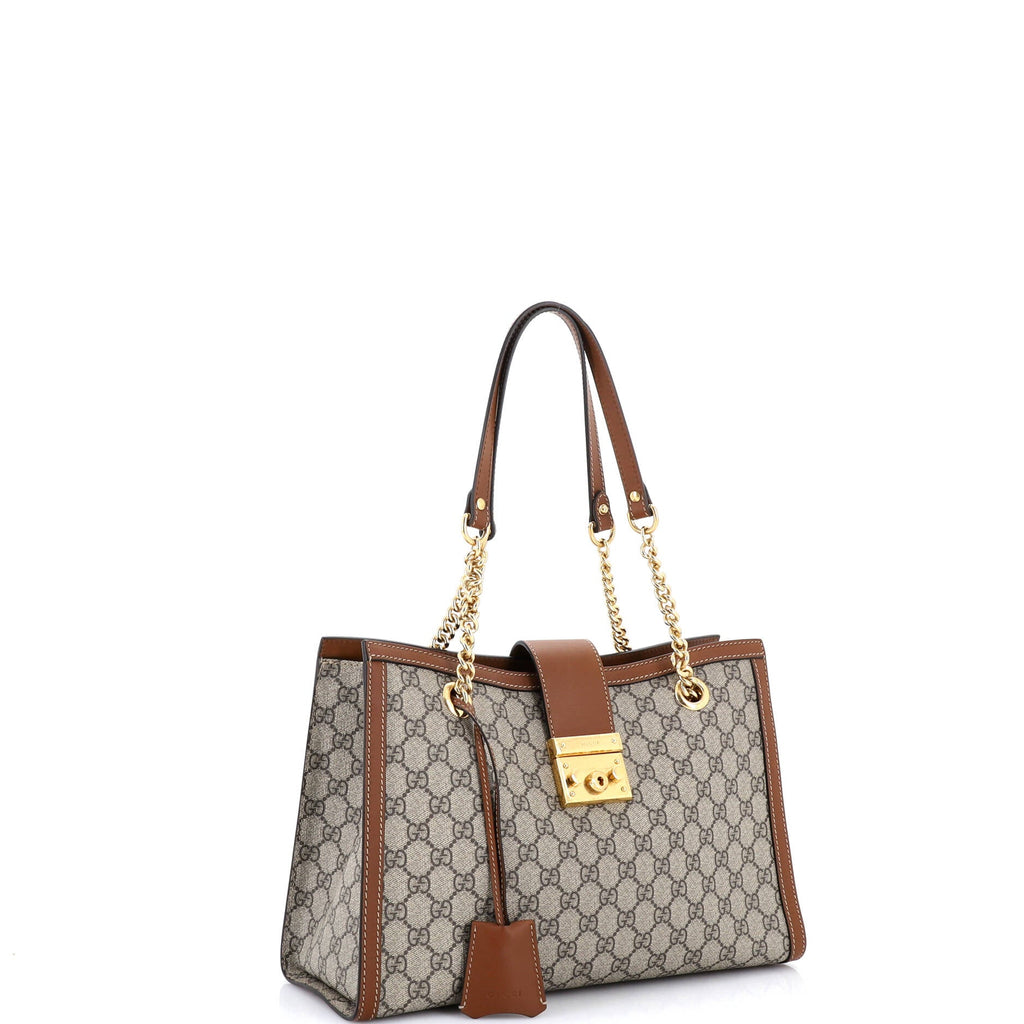 Padlock Chain Tote GG Coated Canvas with Leather Medium