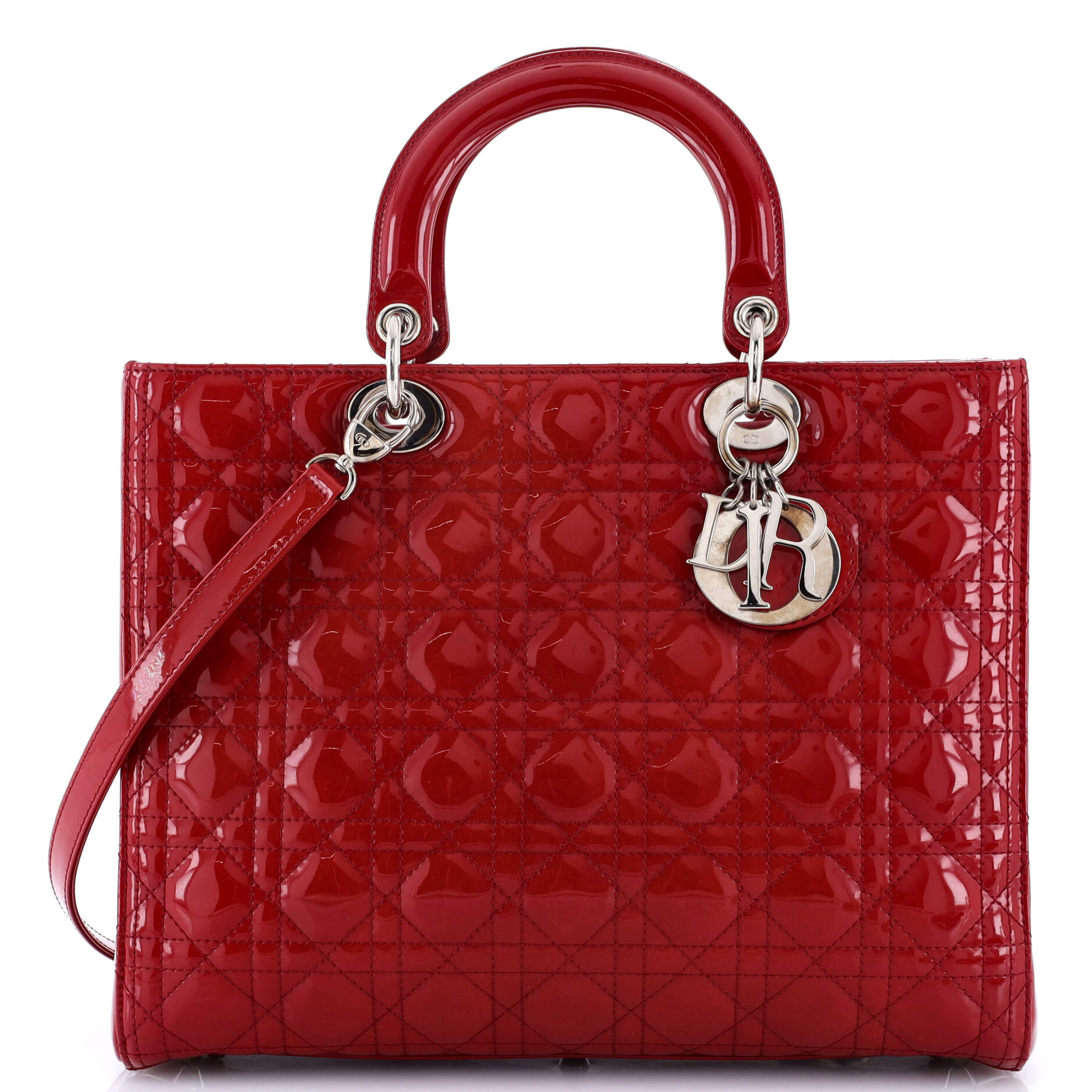 Lady Dior Bag Cannage Quilt Patent Large