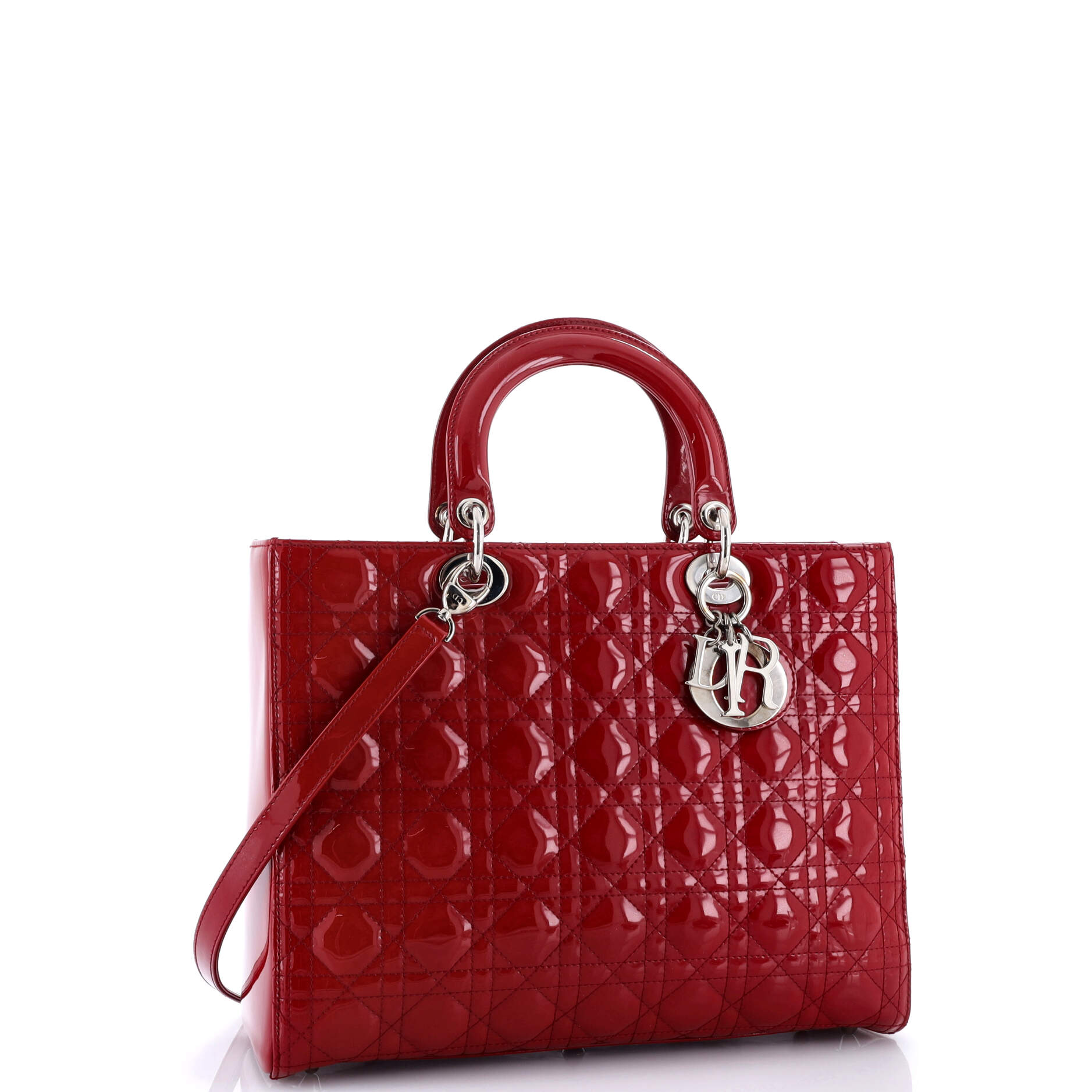 Lady Dior Bag Cannage Quilt Patent Large