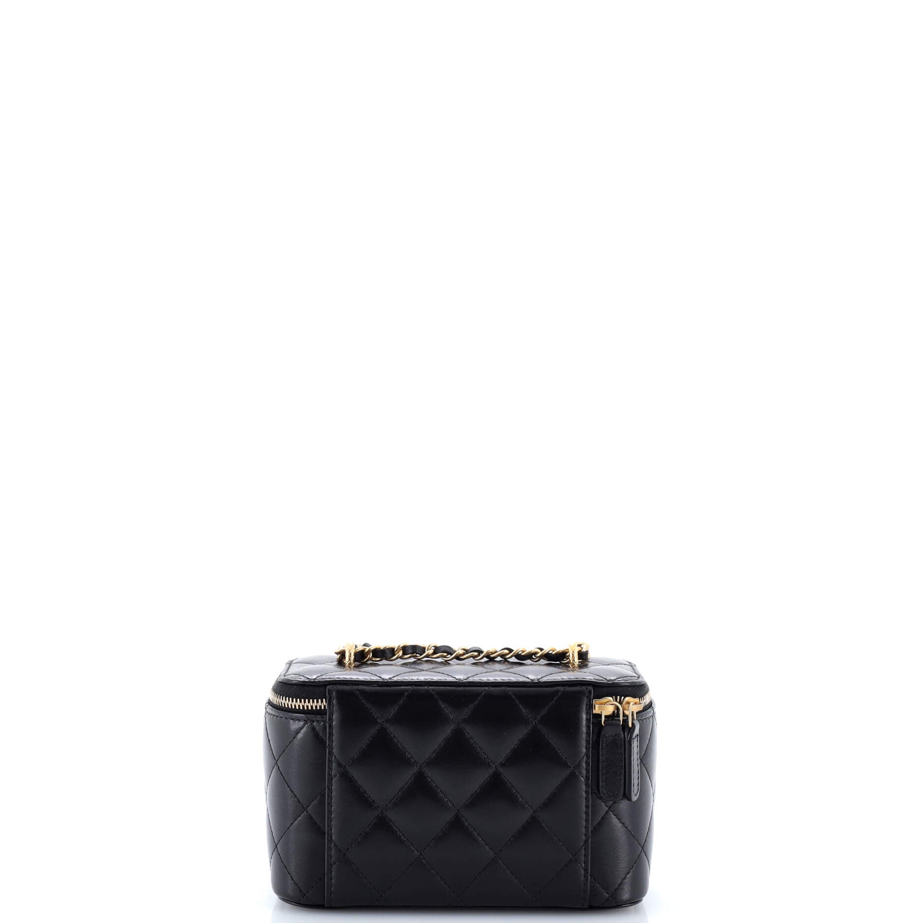 All Slide Long Vanity Case with Chain Quilted Lambskin Small