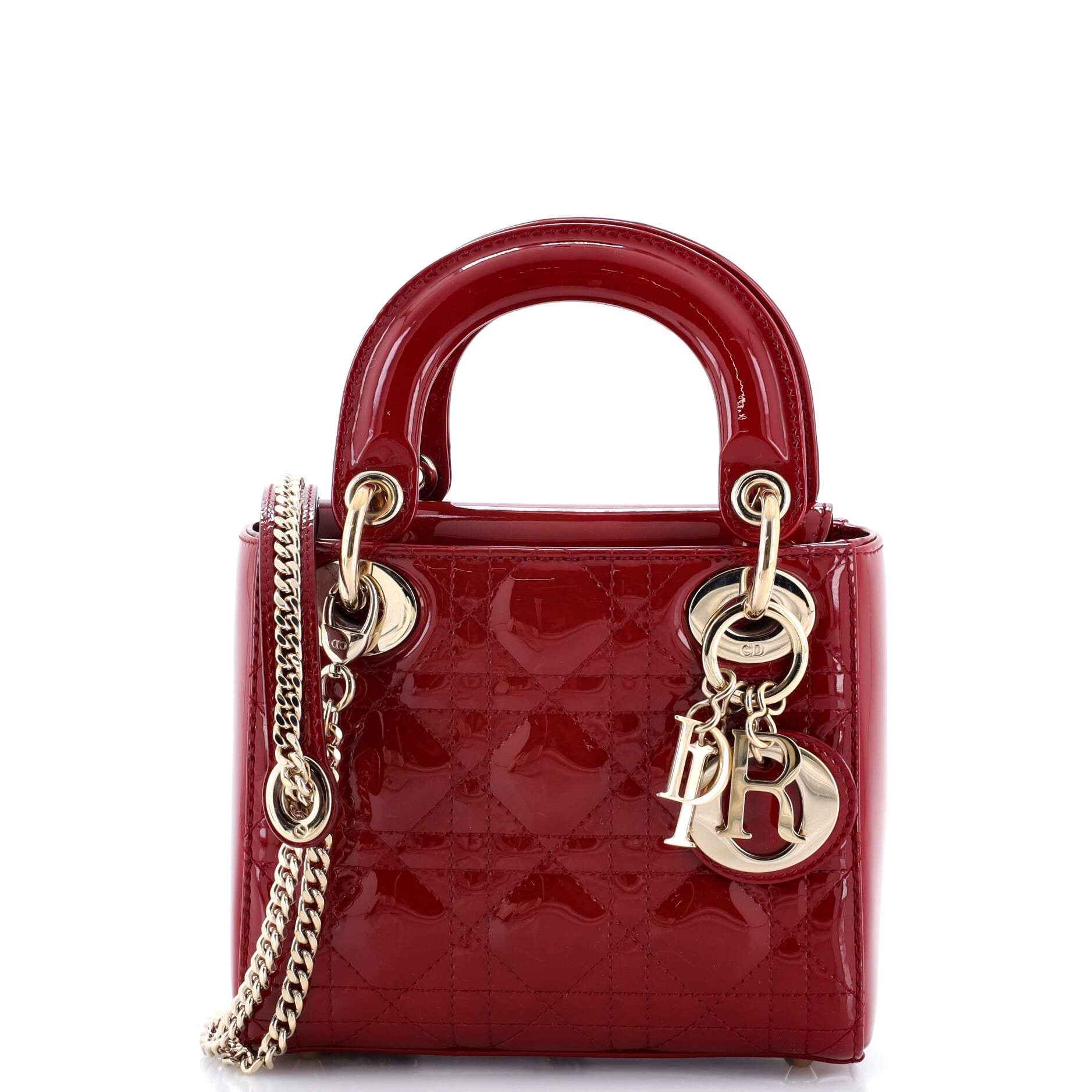 Lady Dior Chain Bag Cannage Quilt Patent Mini