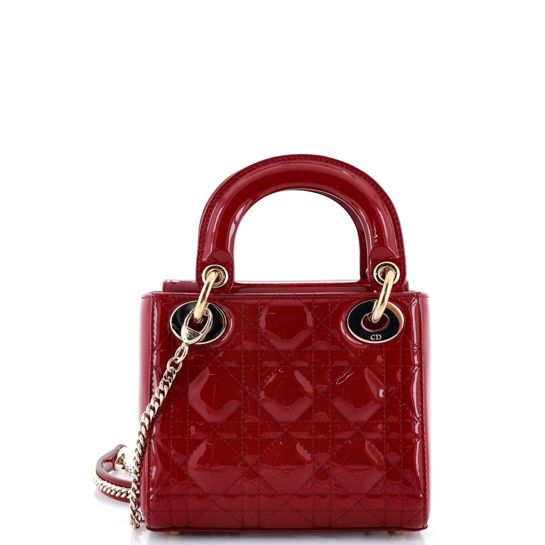 Lady Dior Chain Bag Cannage Quilt Patent Mini