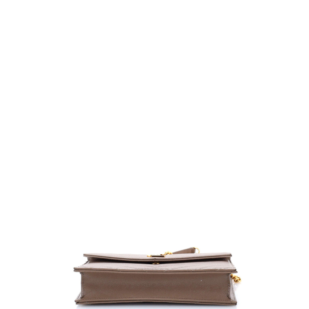 Classic Monogram Wallet on Chain Matelasse Chevron Leather Small
