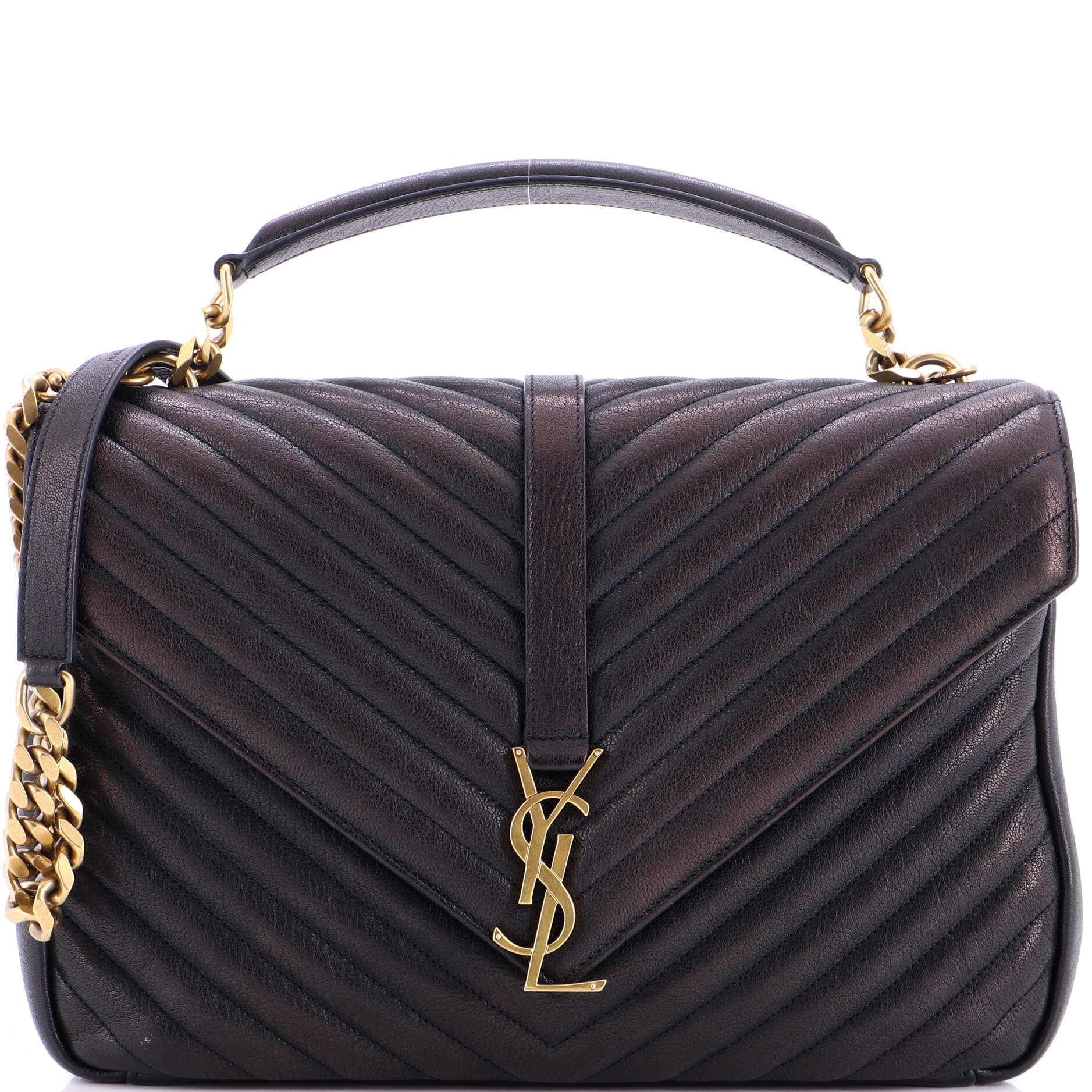 Classic Monogram College Bag Matelasse Chevron Leather Large