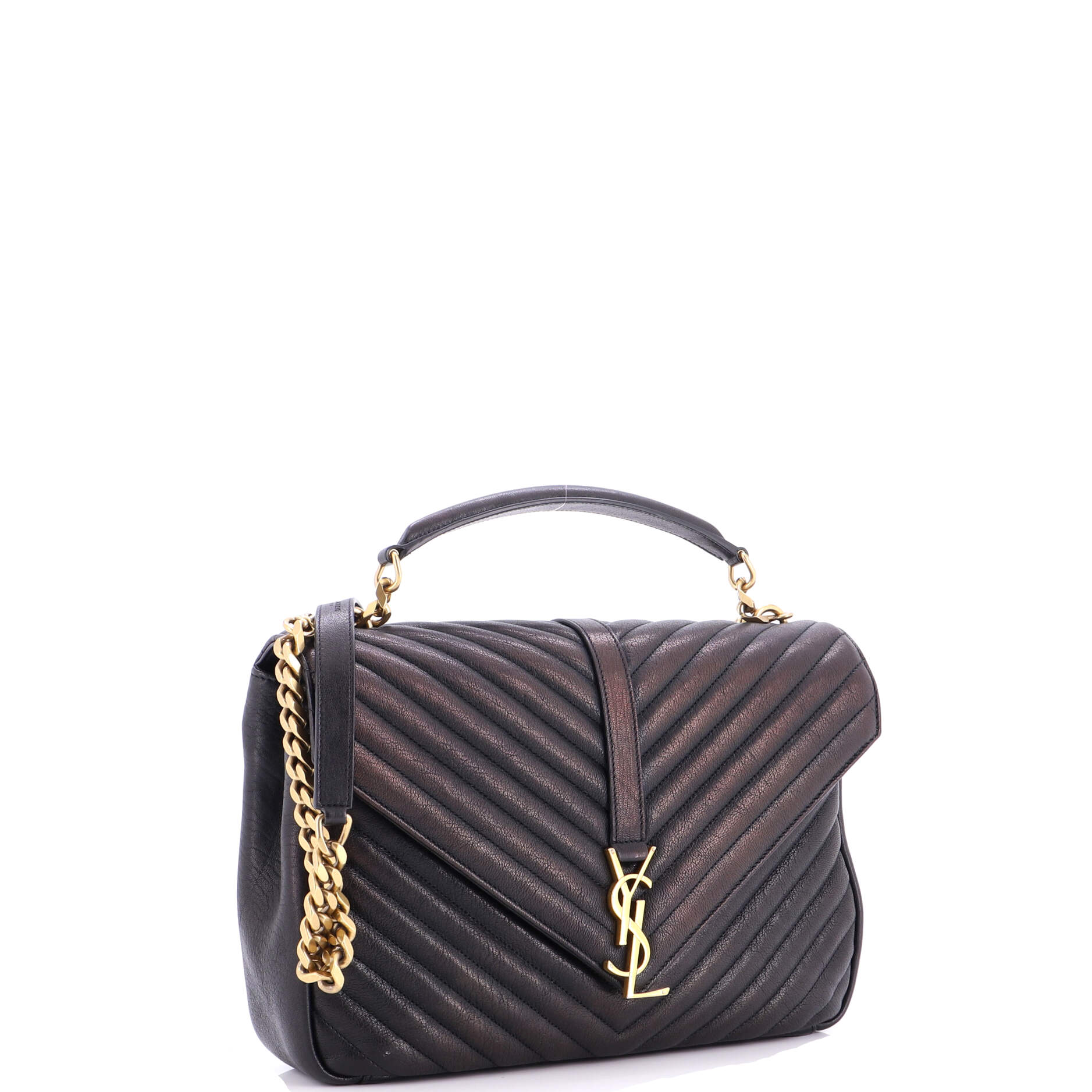 Classic Monogram College Bag Matelasse Chevron Leather Large