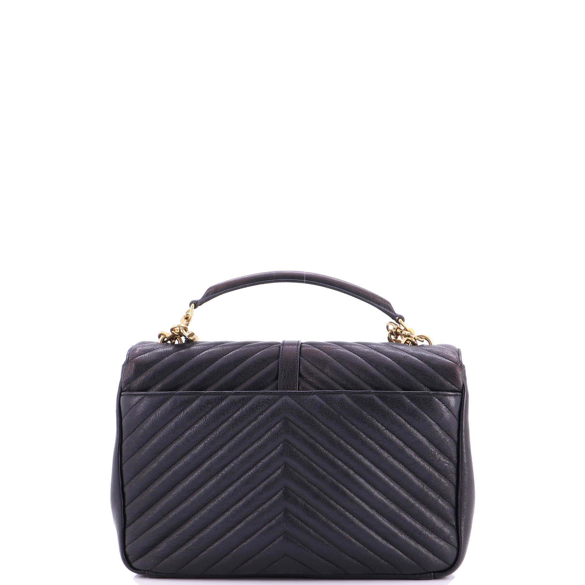 Classic Monogram College Bag Matelasse Chevron Leather Large