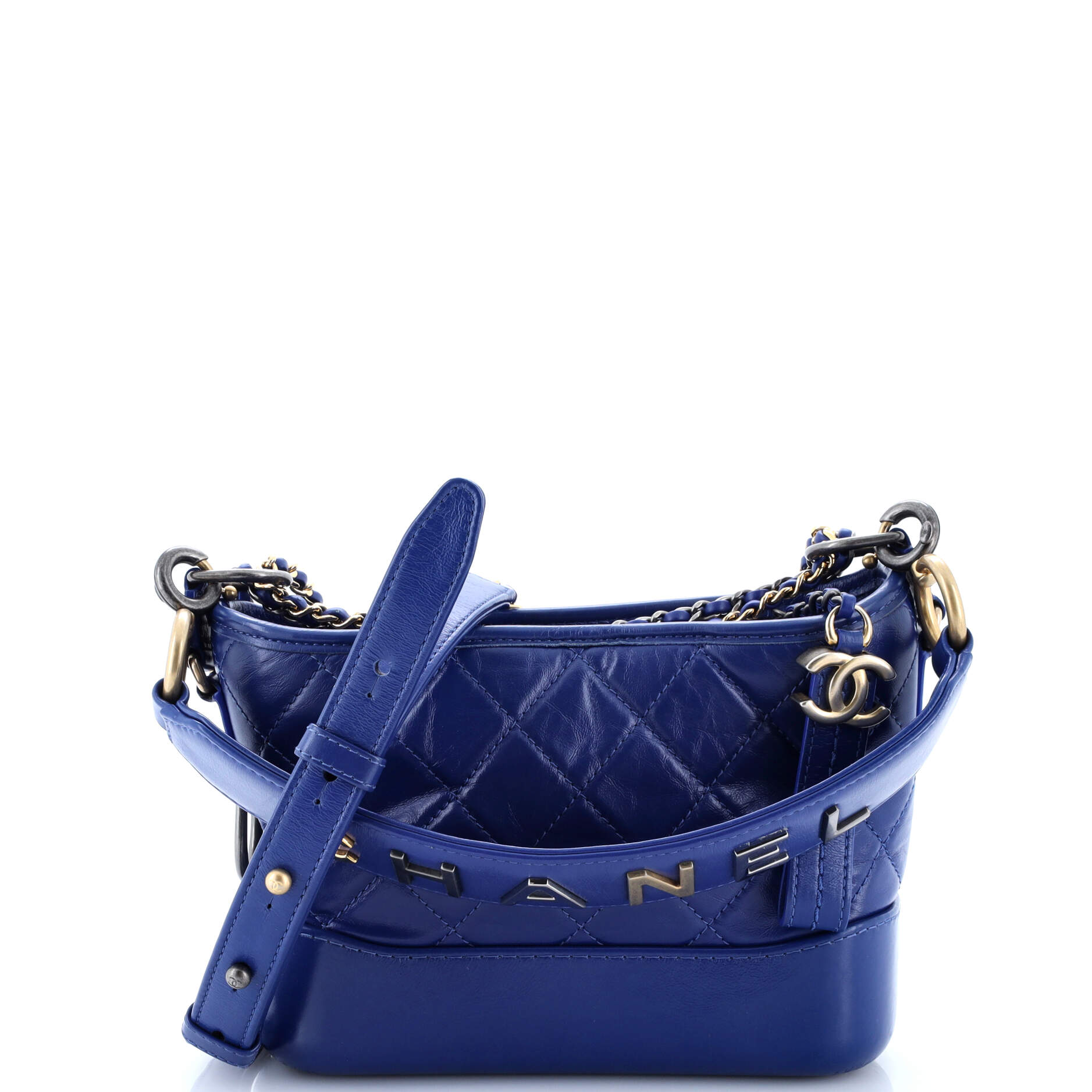 Gabrielle Hobo with Logo Handle Quilted Aged Calfskin Small