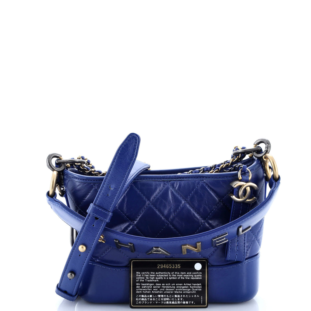 Gabrielle Hobo with Logo Handle Quilted Aged Calfskin Small