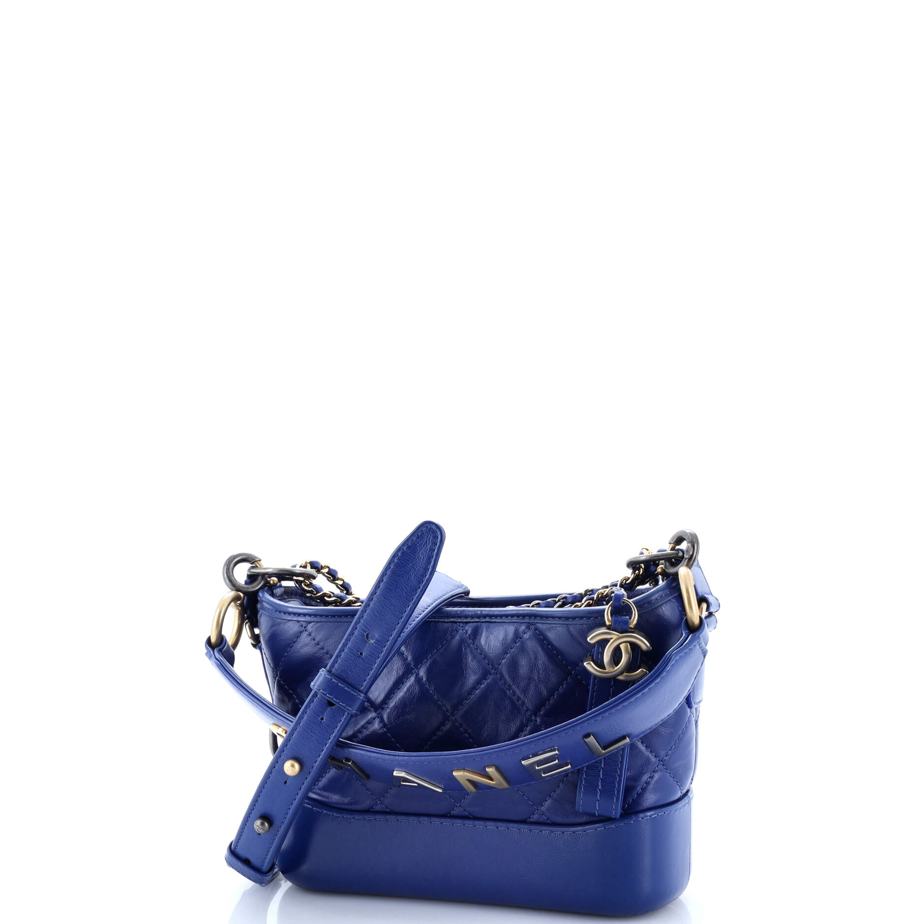 Gabrielle Hobo with Logo Handle Quilted Aged Calfskin Small