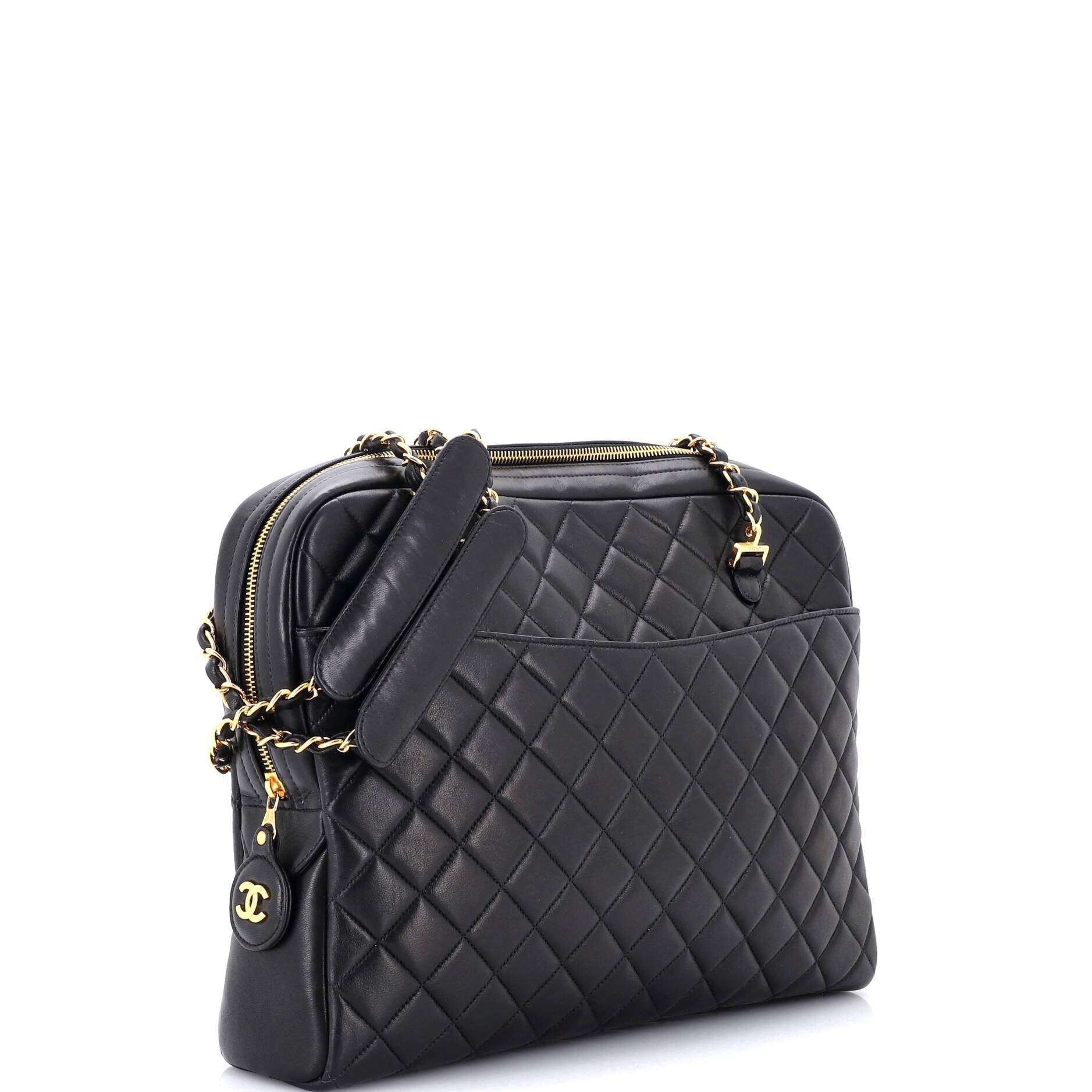 Vintage Front Pocket Camera Bag Quilted Lambskin Large