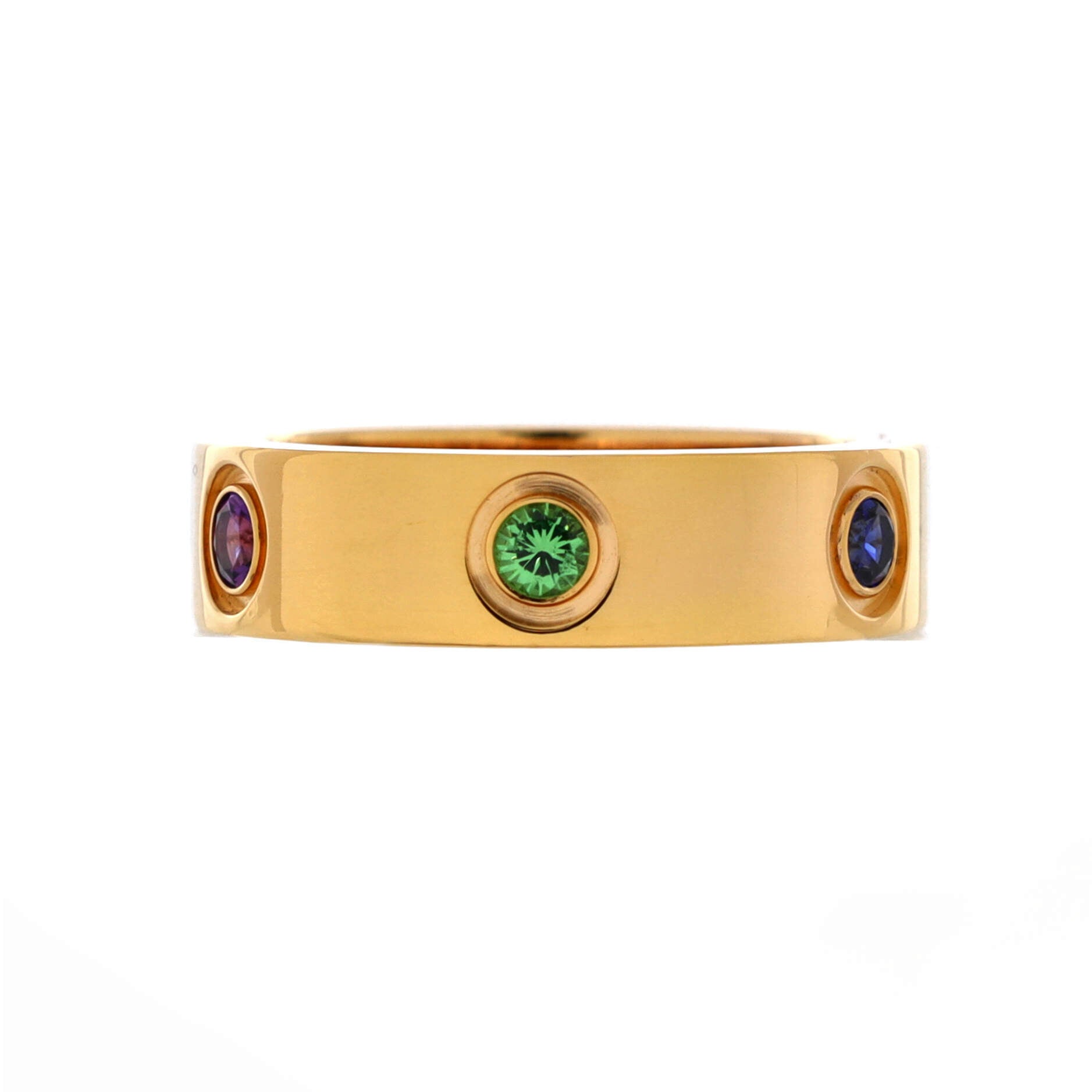 Love 6 Stone Band Ring 18K Rose Gold with Sapphires, Garnets and Amethyst