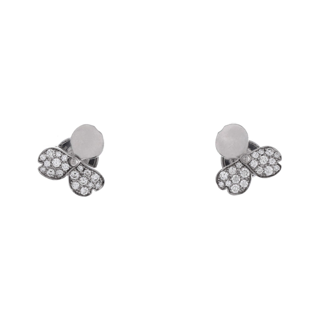 Paper Flowers Stud Earrings Platinum and Diamonds