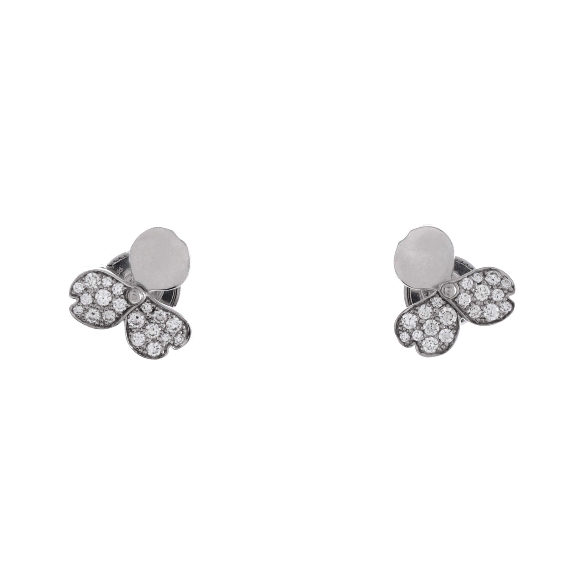 Paper Flowers Stud Earrings Platinum and Diamonds