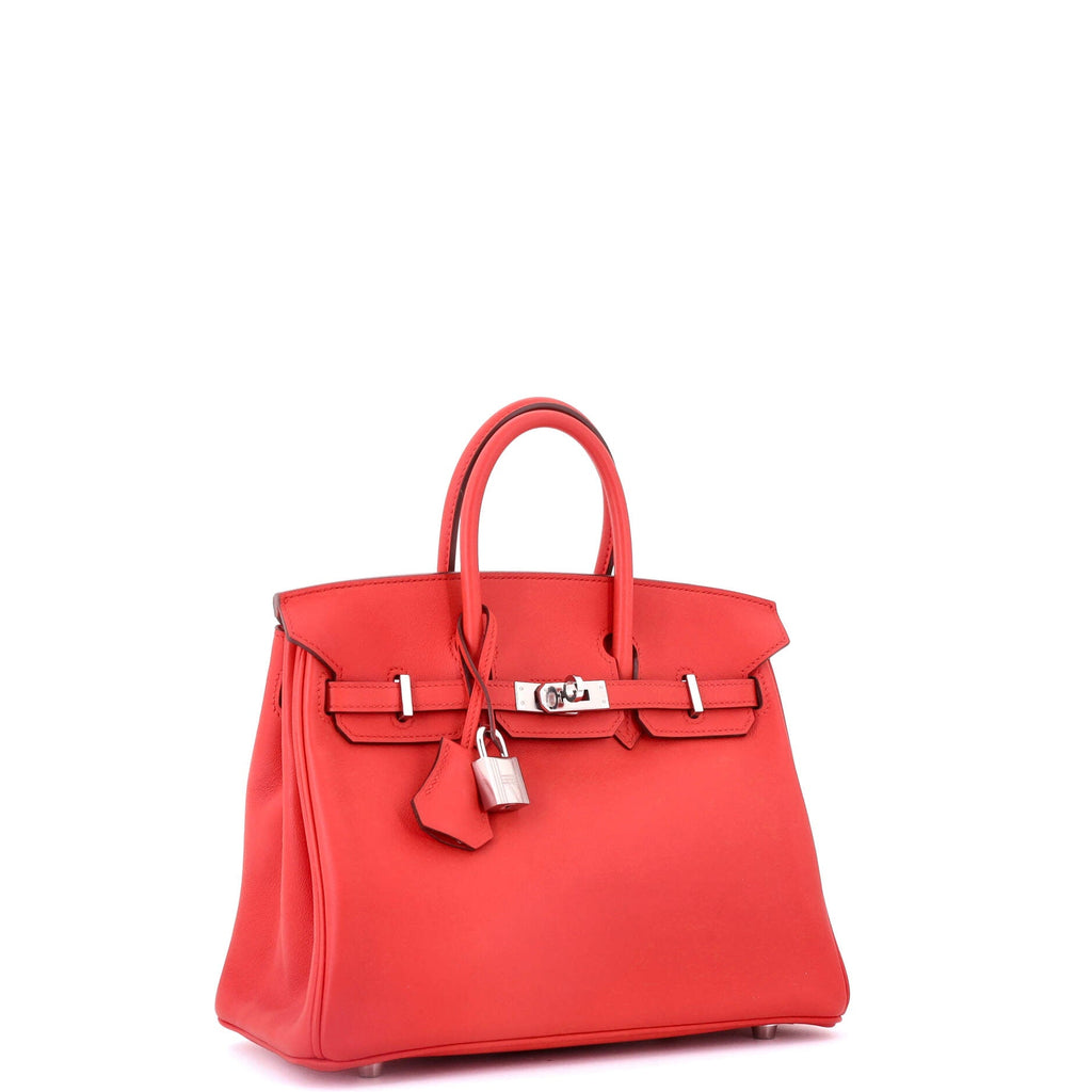 Birkin Handbag Rouge Tomate Swift with Palladium Hardware 25