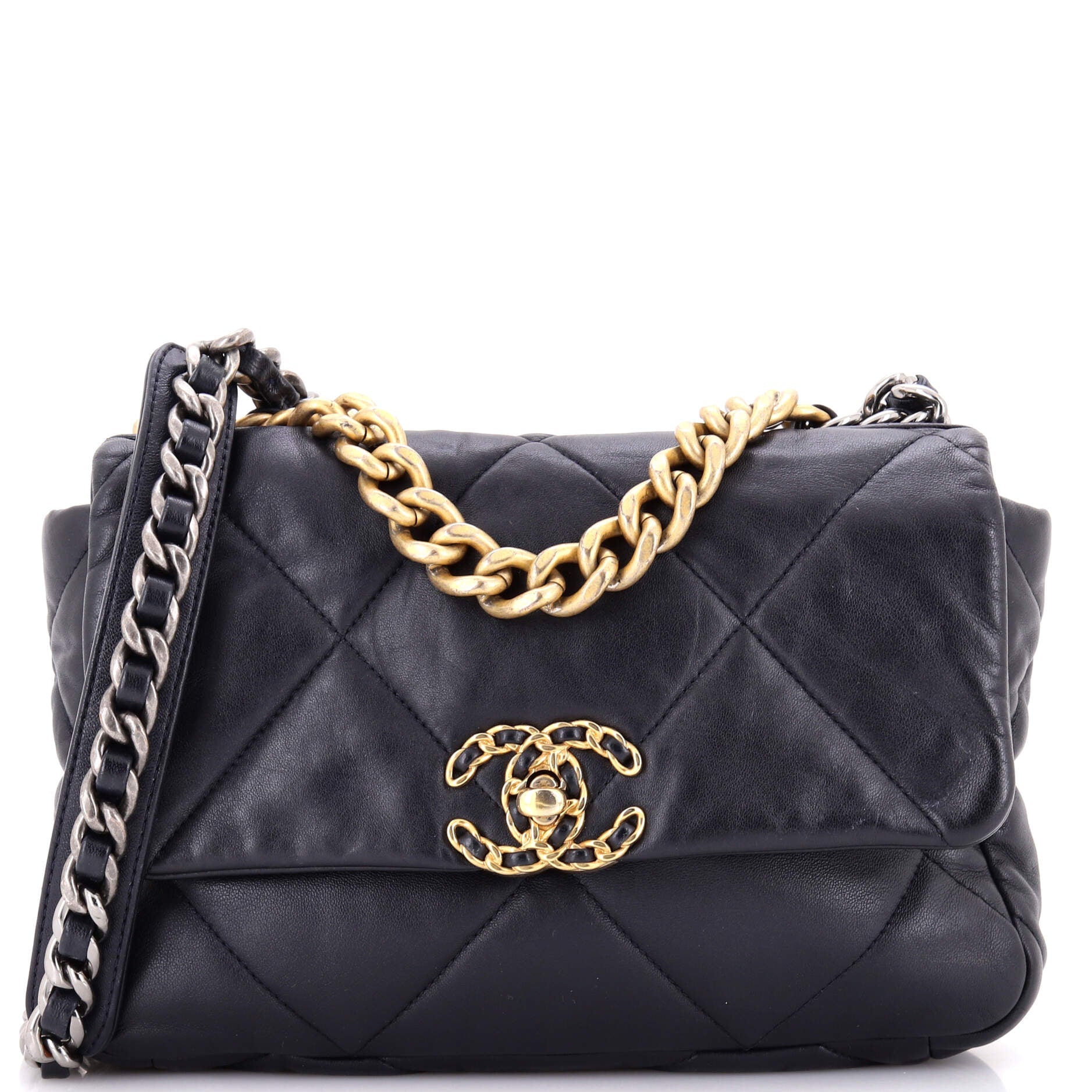 19 Flap Bag Quilted Leather Medium