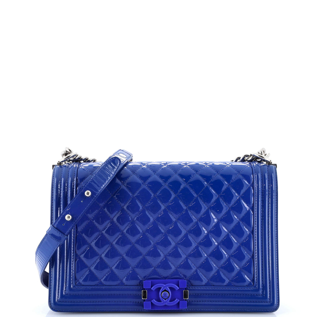 Boy Flap Bag Quilted Plexiglass Patent New Medium