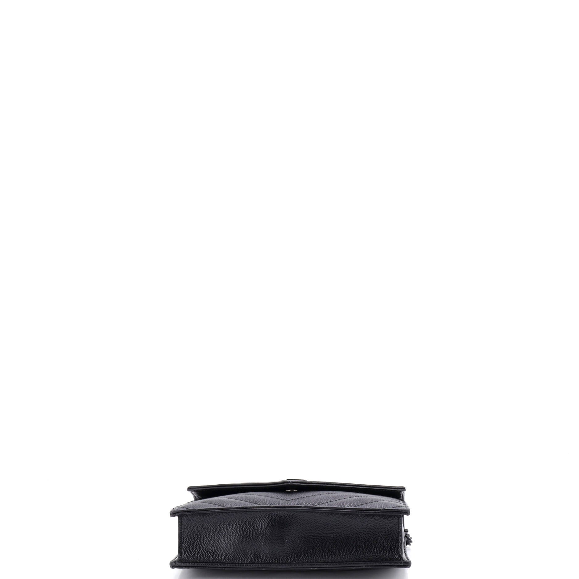 Classic Monogram Wallet on Chain Matelasse Chevron Leather Small
