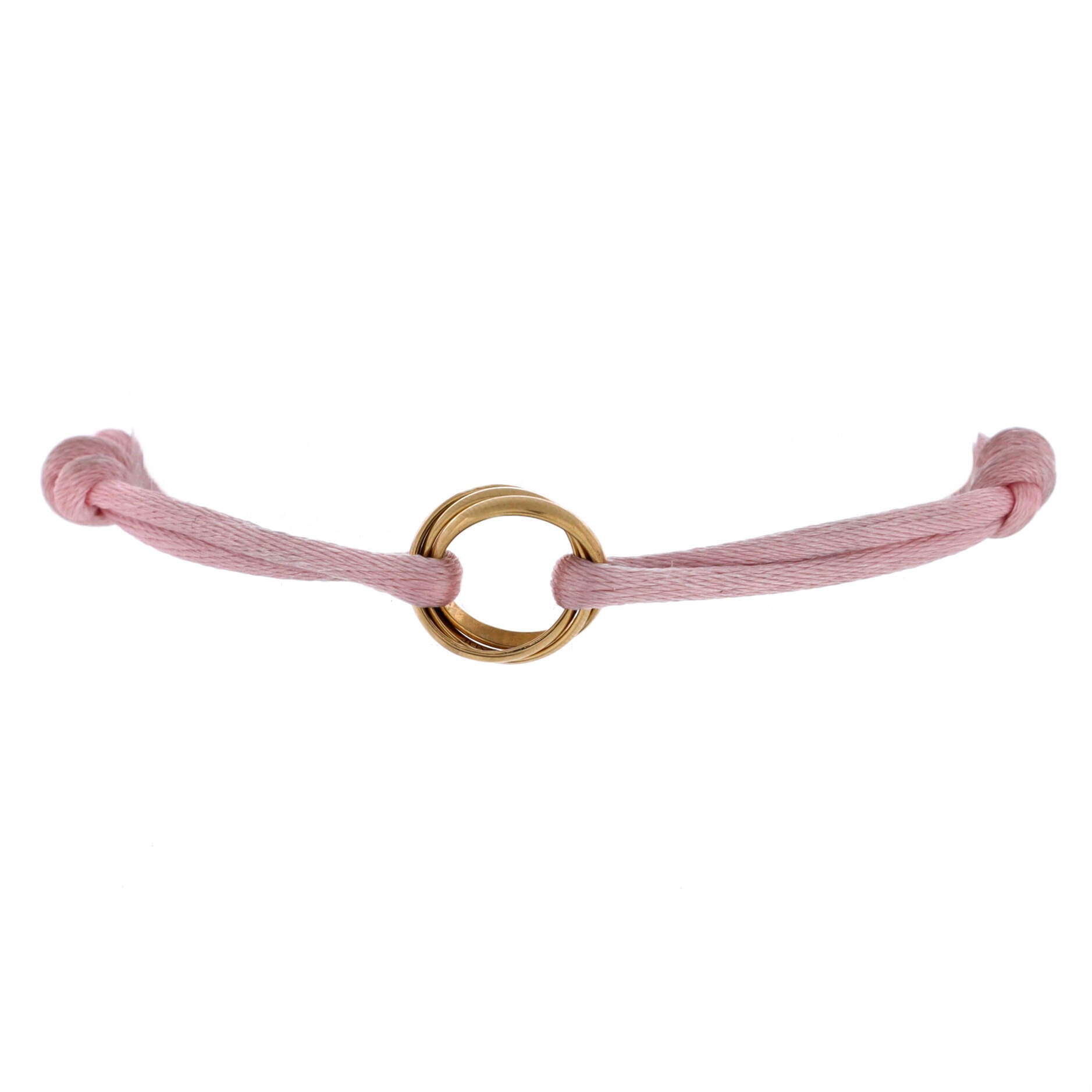 Trinity On Cord Bracelet Silk Cord with 18K Yellow Gold